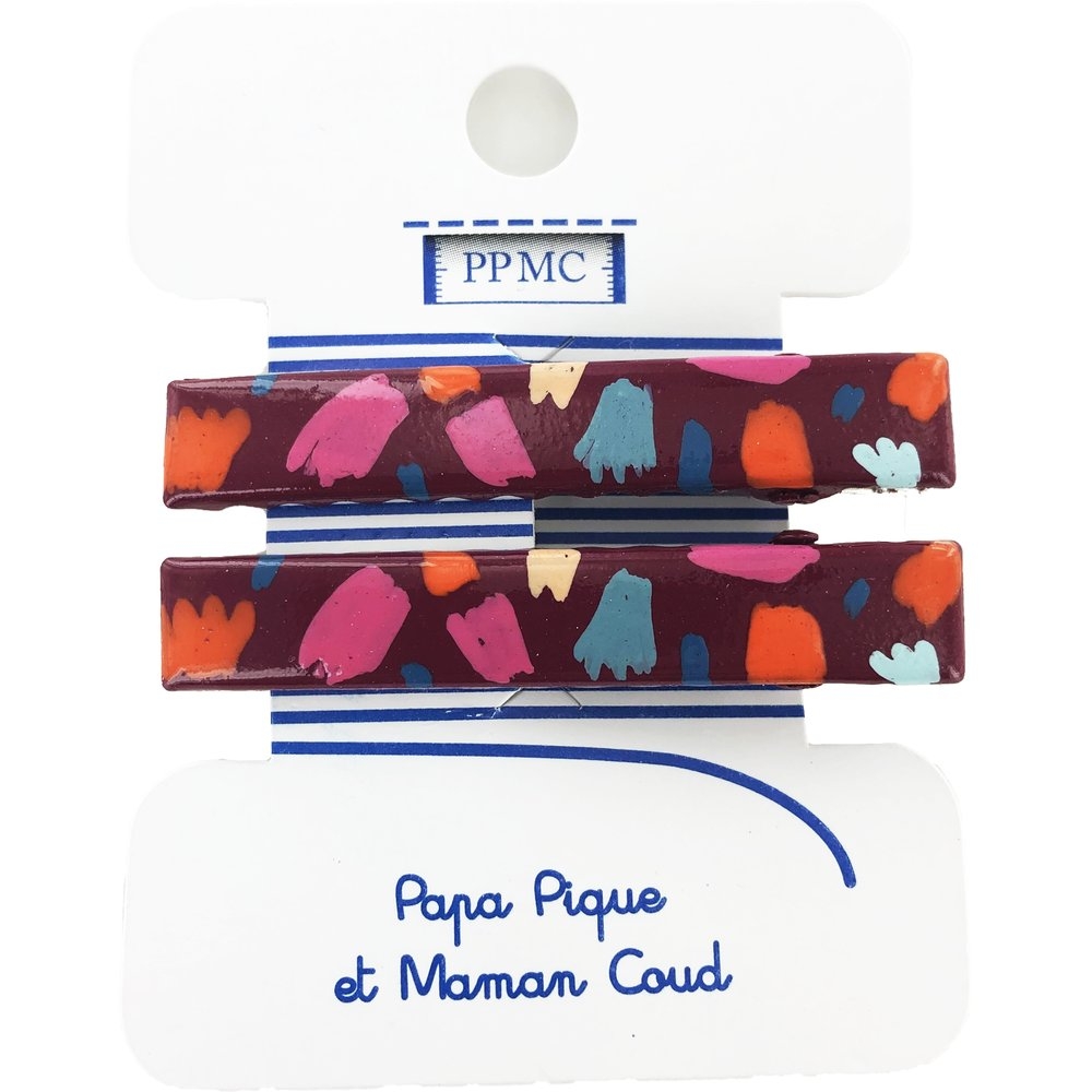 Barrette Croco Moyenne Pompons Cerise Cr060