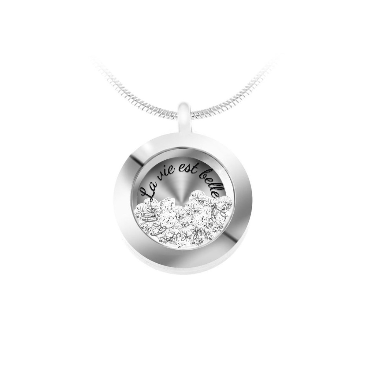 Collier La vie est belle orné de Cristaux scintillants SC Crystal
