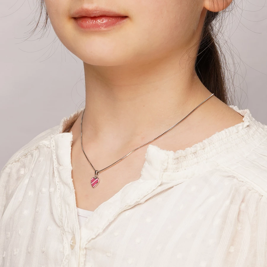 trendor Kinder-Halskette Silber 925 Collier mit Herz-Anhänger silver