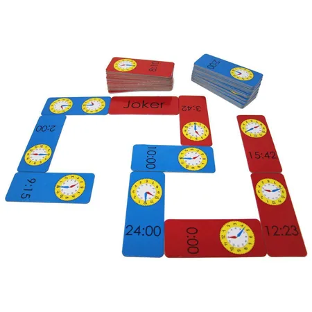 Wissner Uhrzeit Domino, Lernspiel für Kinder zum spielerischen Üben der Uhr und Zeitangaben