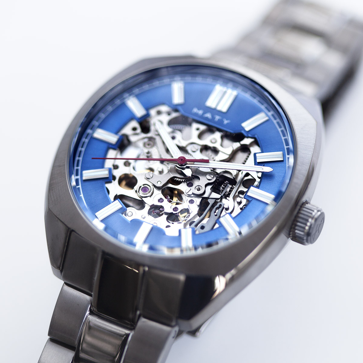 Montre homme squelette automatique acier bracelet acier