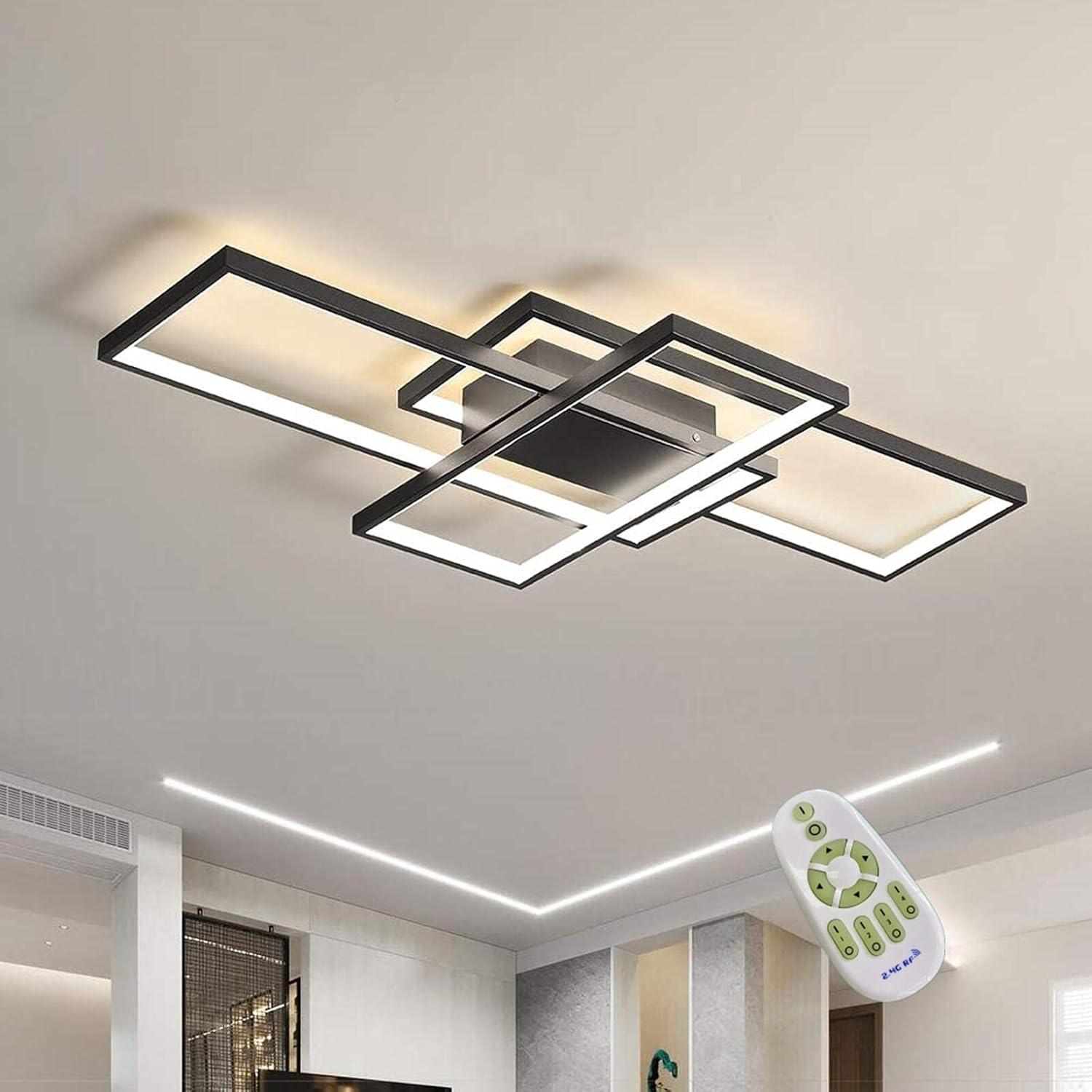 Dimmbar Deckenleuchte LED Mit Fernbedienung,Rechteckig Leuchten Deckenlampe Mit Memory Funktion,2700K-6500K Warm Natur Kalt Weiß Deckenpanel Für Schlafzimmer Wohnzimmer Küche Schmücken