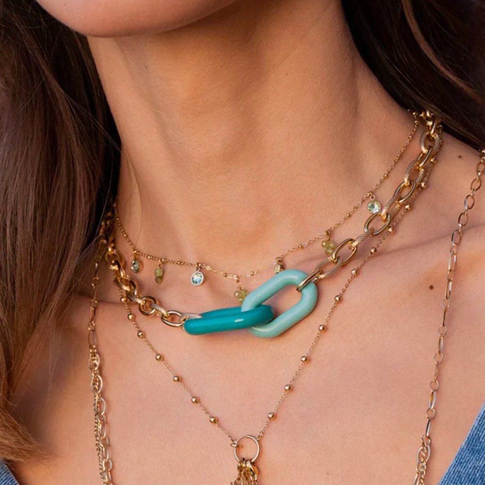 Collier Nadia - Acier inoxydable doré & résine