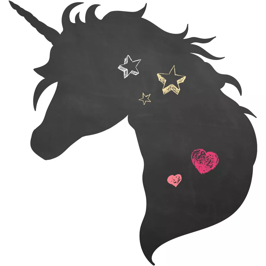 Nikima Wandtattoo 005 Einhorn - selbstklebende Tafelfolie Kreidefolie inkl. 3 Stück Kreide schwarz