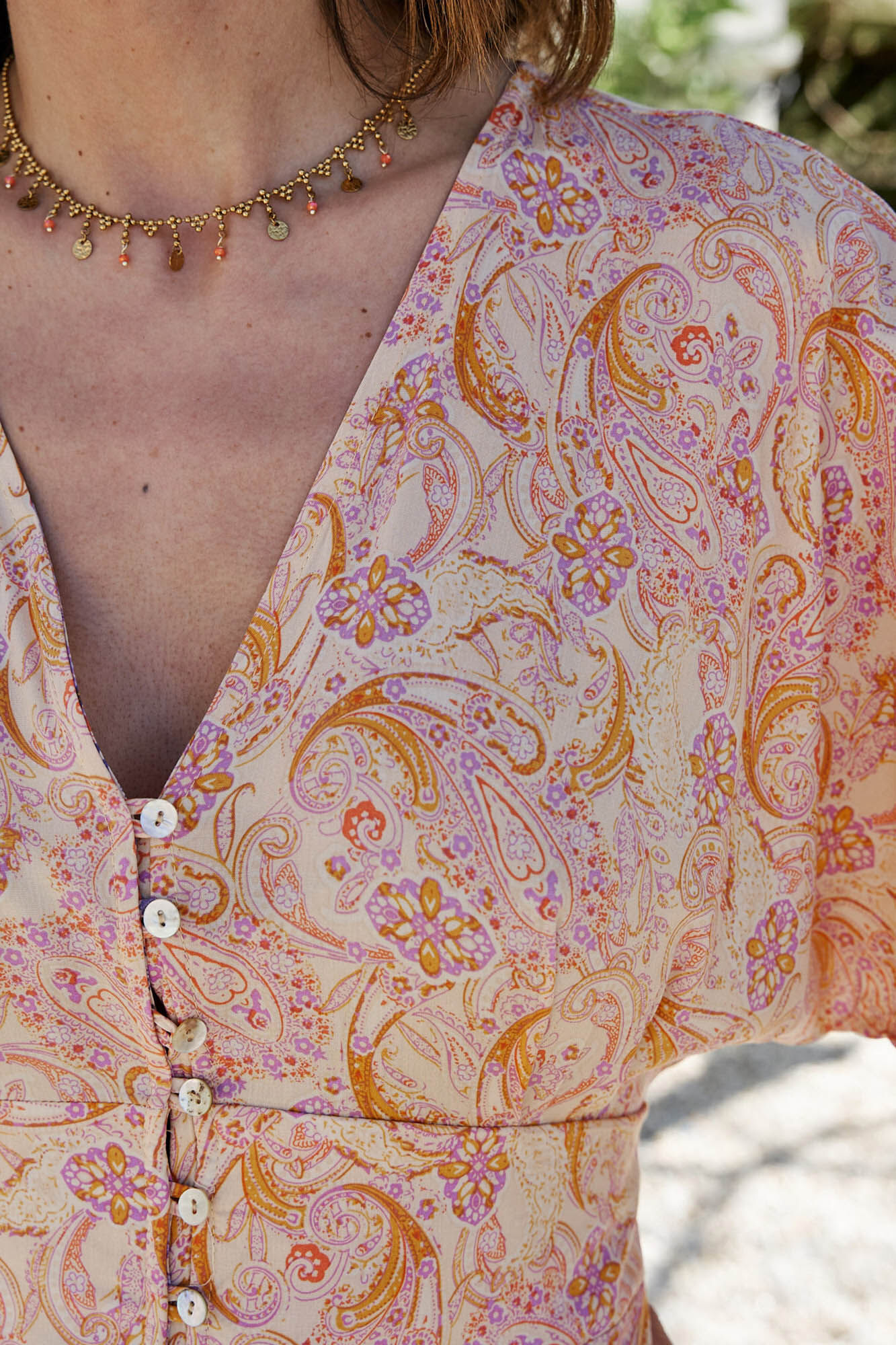 Vestido com botões Agustina - Amarelo