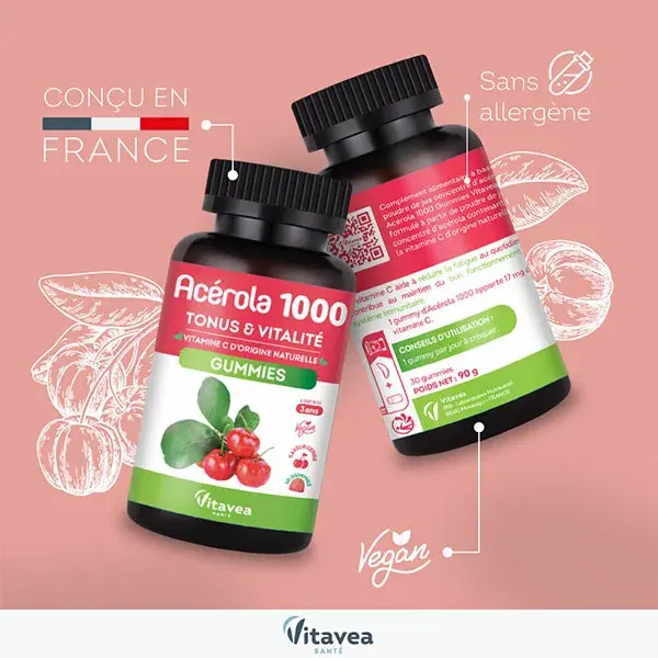 Vitavea Acerola 1000mg Vitamina C Energia e Vitalidade 30 gomas