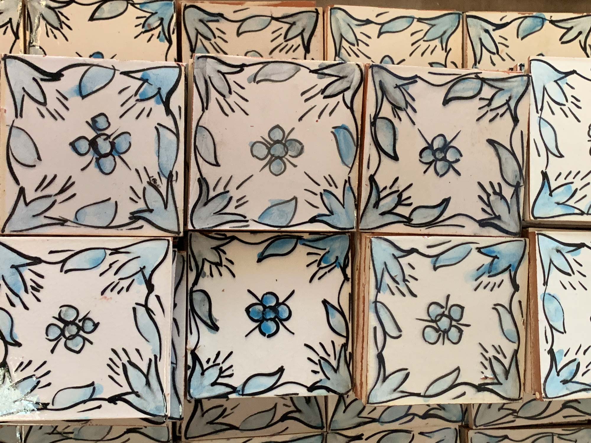 Kachel weiß-hellblau, B 10 cm, H 10 cm von fischer's lagerhaus