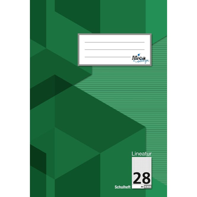 Schulheft A4 - Lineatur 28 - kariert mit Doppelrand - 16 Blatt