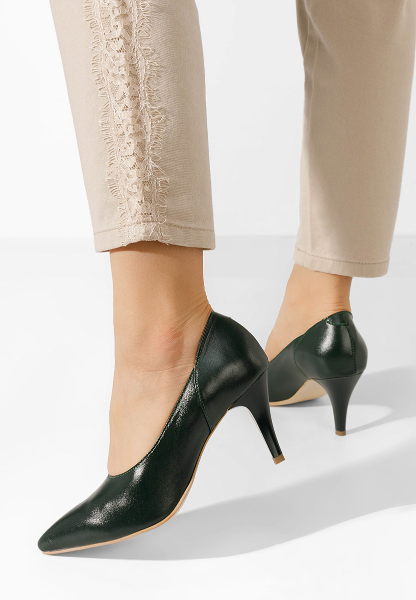 Chaussures stiletto en cuir vert Villemomble