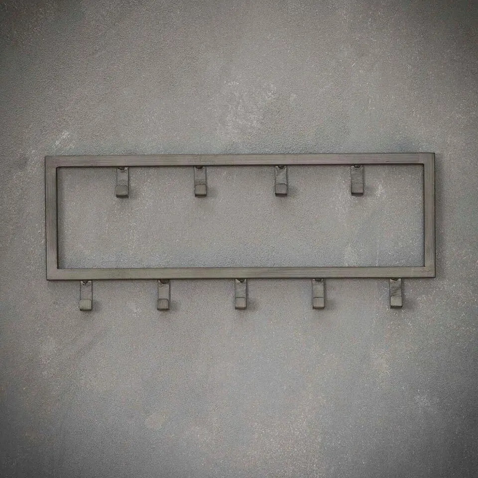 Fraaai - Kapstok industrieel 9 haken - 50 cm zwart