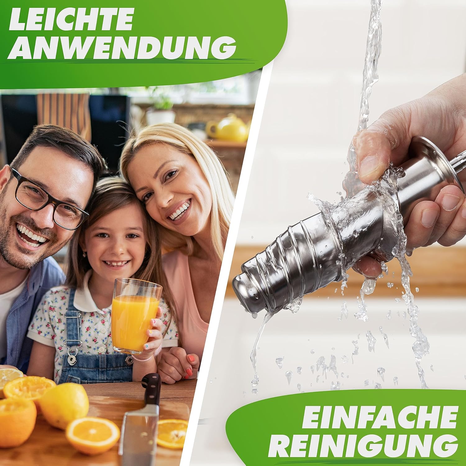 GREEN-PRESS EDELSTAHL Slow Juicer 304 Edelstahl Schnecke BPA-frei I DEUTSCHE MARKE I Ganze Früchte Sellerie Gemüse und Obst Entsafter Testsieger 2023 Allrounder Saftpresse elektrisch