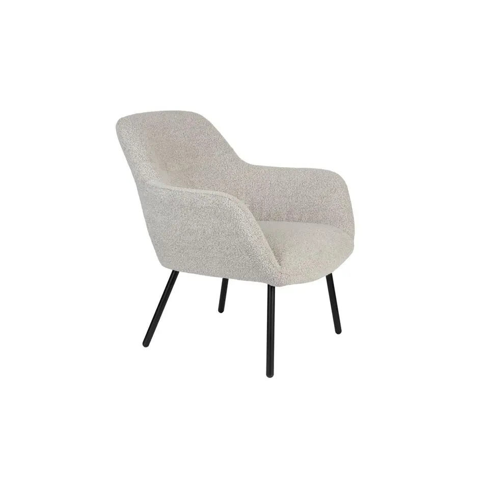 Housecraft Dude Loungestoel/ Fauteuil Bouclé stof Beige/ Wit