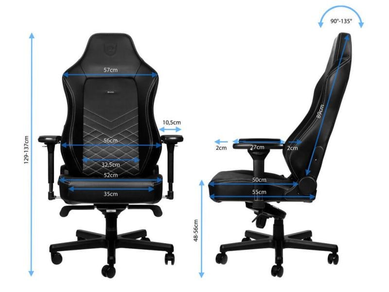 noblechairs Gaming-Stuhl HERO Schwarz/Weiss Ergonomischer Gaming-Stuhl