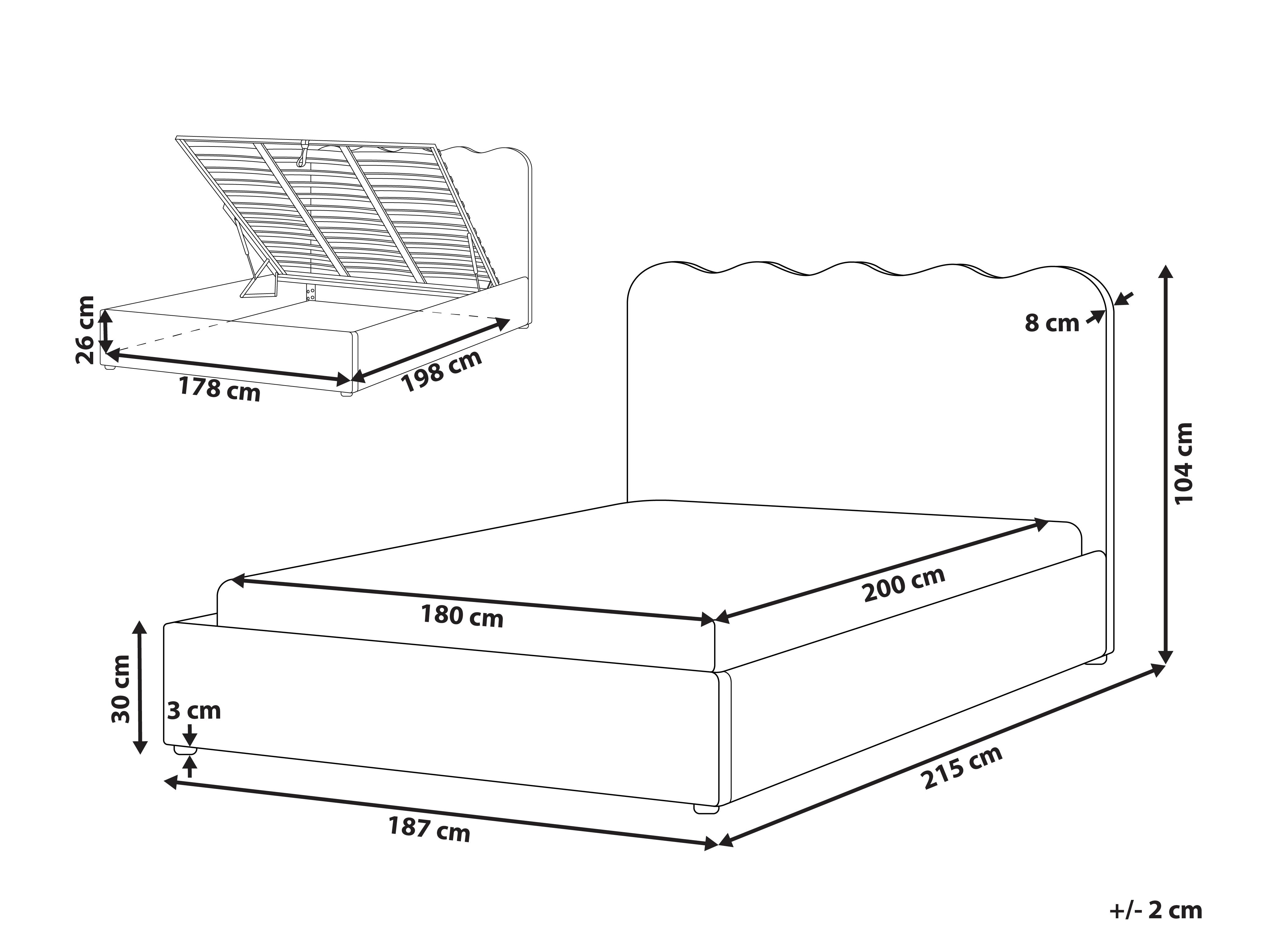 Bed met opbergruimte Chenille NANTERRE 180 x 200 cm Taupe