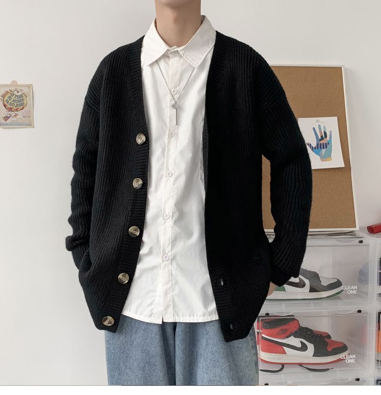 Andrei - Effen gebreide cardigan met lange mouwen