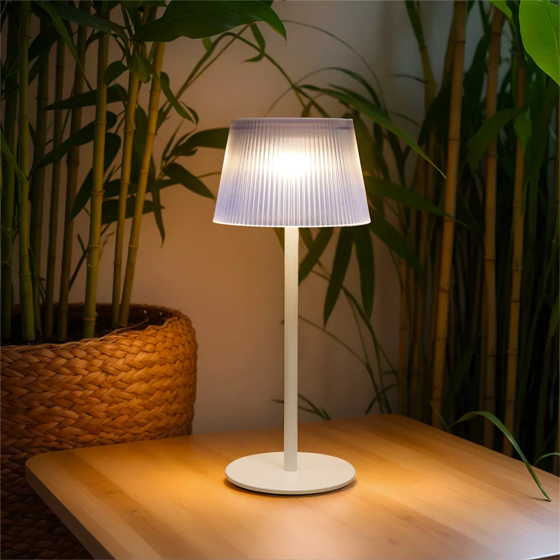 Lampe à poser extérieur solaire/USB (H20 cm) Katy Blanche
