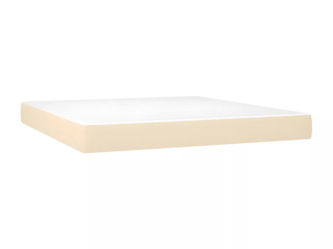 Sommier tapissier avec matelas et LED Crème 160x200 cm Tissu