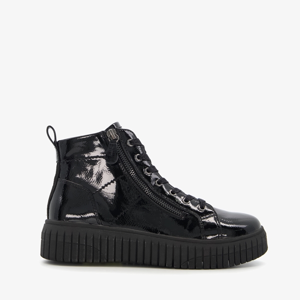 Softline hoge dames sneakers zwart lak