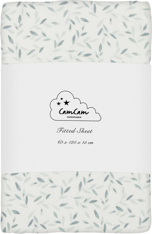 Cam Cam Copenhagen Sheet, Fitted, 60x120x15cm - GOTS Green Leaves Green leaves