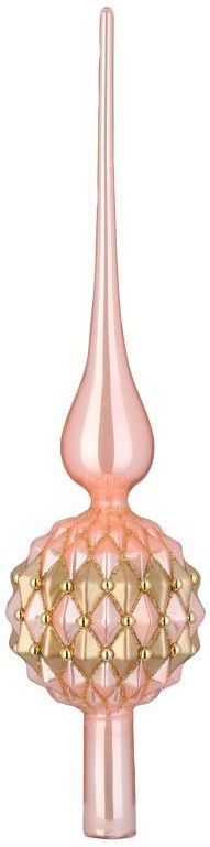 Inge Christmas Goods kerstboom piek gedecoreerd - lichtroze - glas - 31 cm