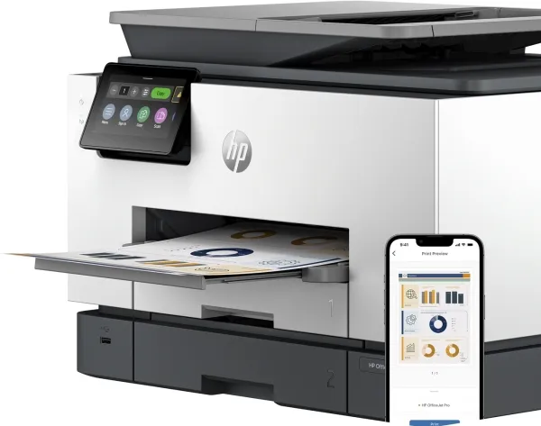 HP Officejet Pro 9130b All-in-One - Multifunktionsprinter - farve - blækprinter - Legal (216 x 356 mm) (original) - A4/Legal (medie) - op til 23 spm (kopiering) - op til 25 spm (udskriver) - 250 ark - 33.6 Kbps - USB 2.0, LAN, Wi-Fi(ac), USB vært - c