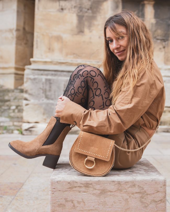 Bottines femme camel à talon - Madeleine