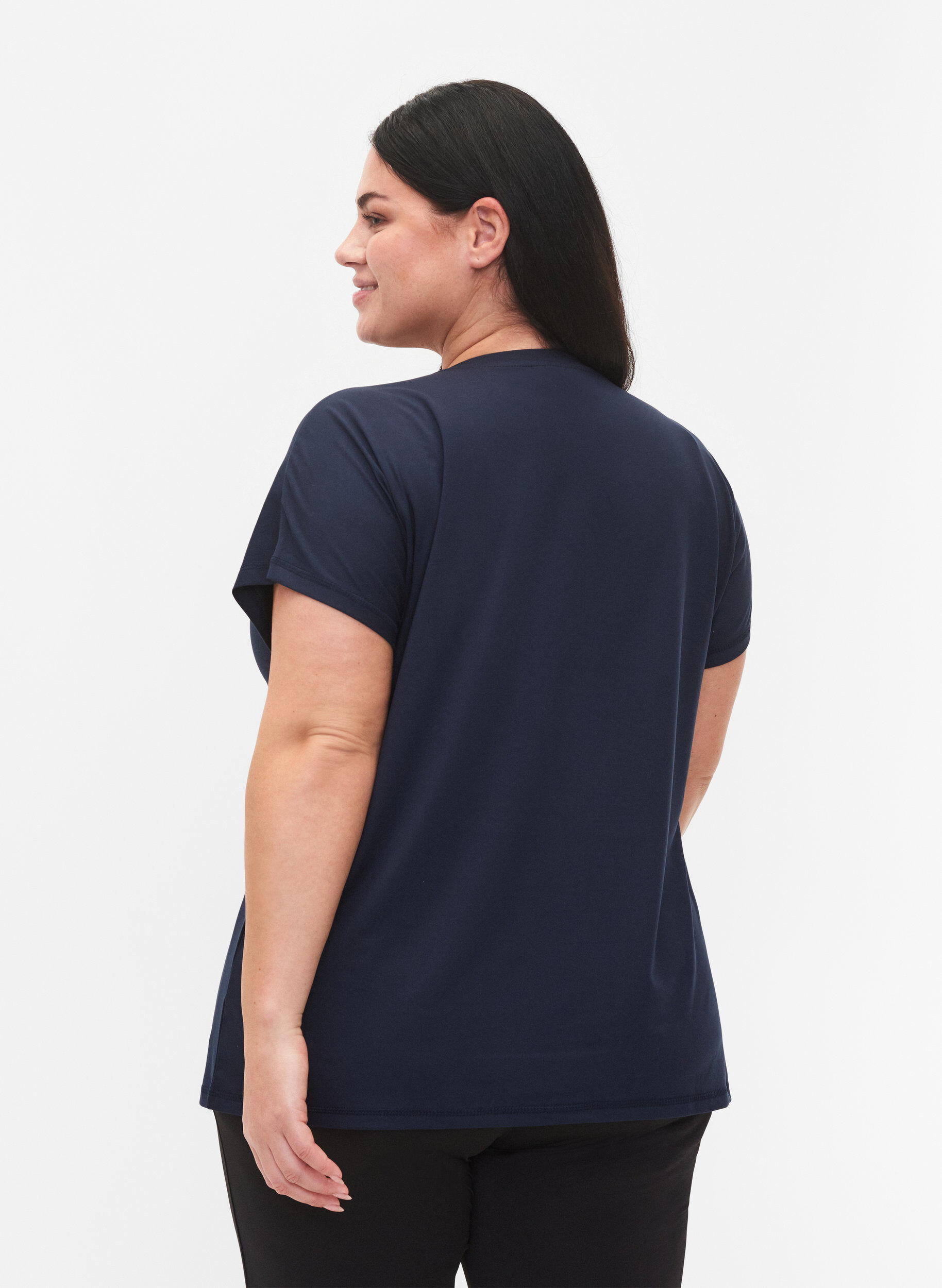 Løs trænings t-shirt med v-hals