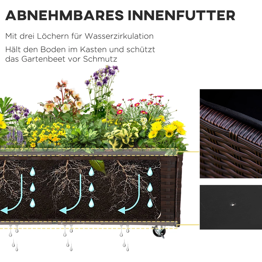 Outsunny Hochbeet mit Rollen braun