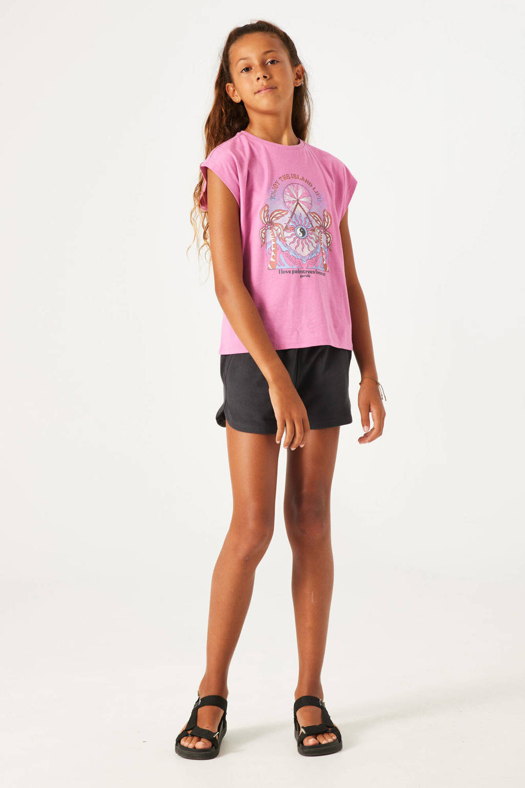 Garcia T-shirt met printopdruk roze/lila