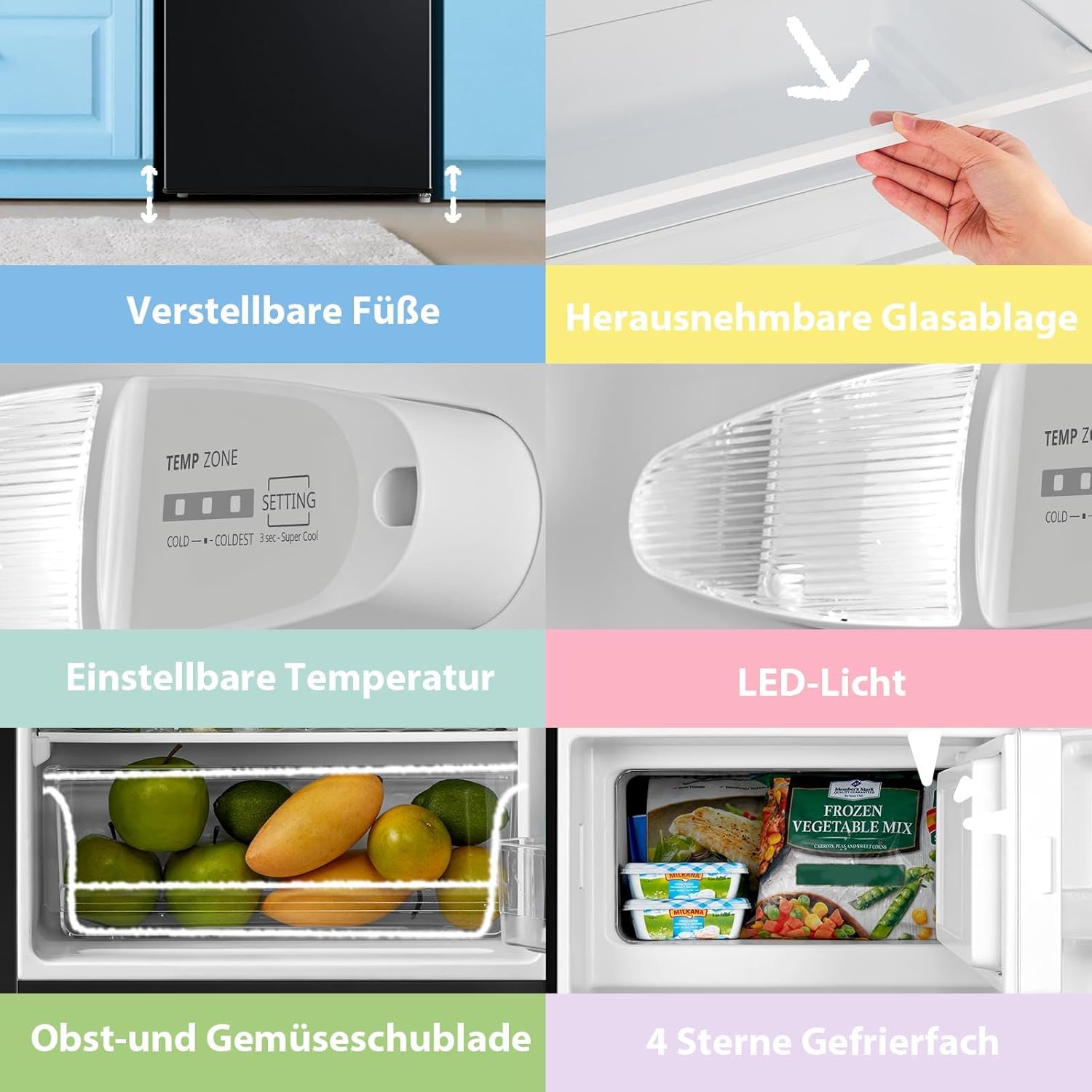 RCD80DK3(E) Kühlschrank mit Gefrierfach/ 80L Kleiner Kühlschrank/mit 12 L Gefrierfach/ -18 °C bis -8 °C/ 4-Sterne-Gefrierschrank-Bewertung/Inverter-Kompressor/Einstellbare Temperaturregelung