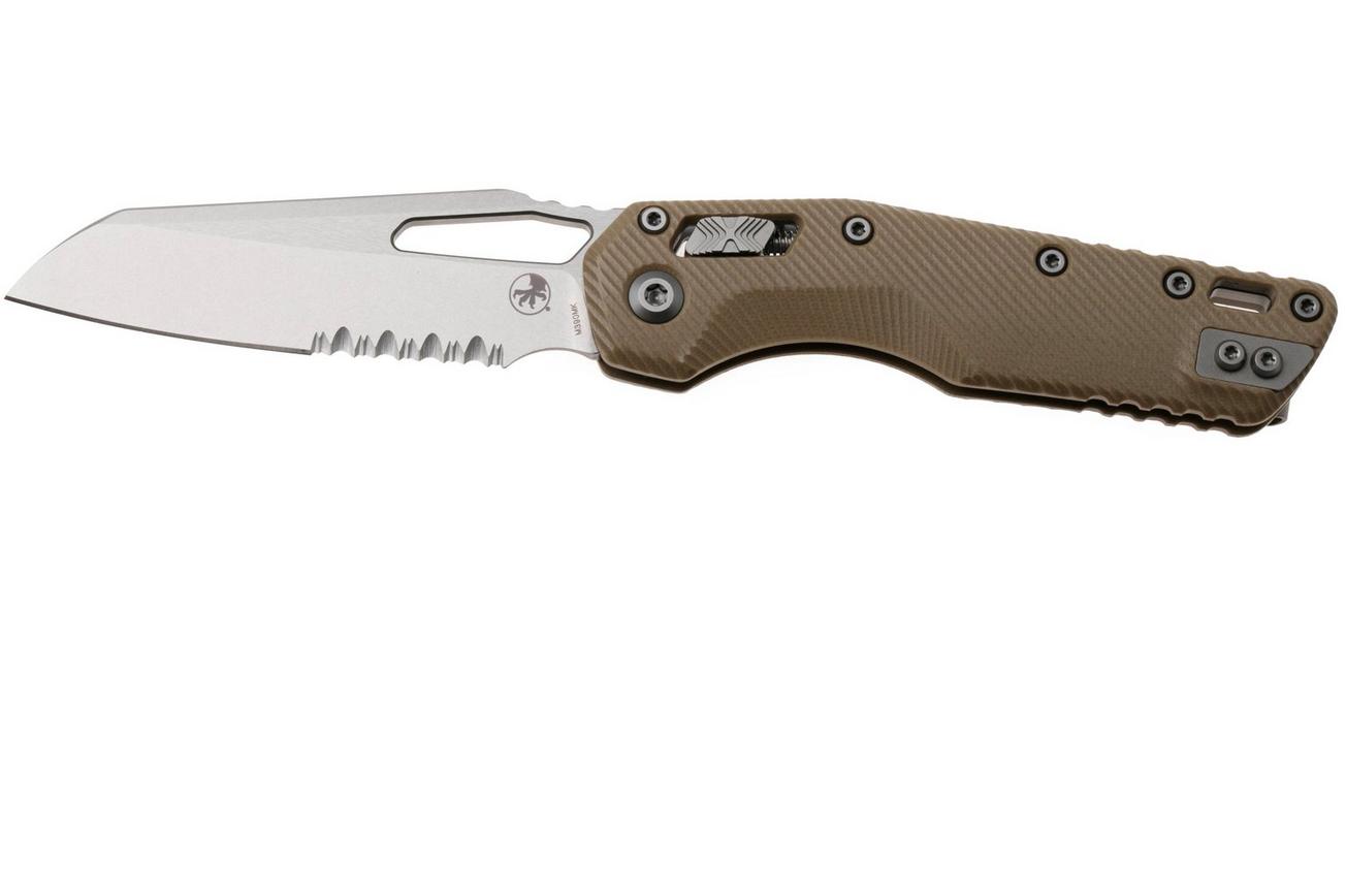 Microtech MSI Standard Issue 210-11FLGTTA, Stonewashed M390MK, Fluted Tan G10, partial serrated zakmes