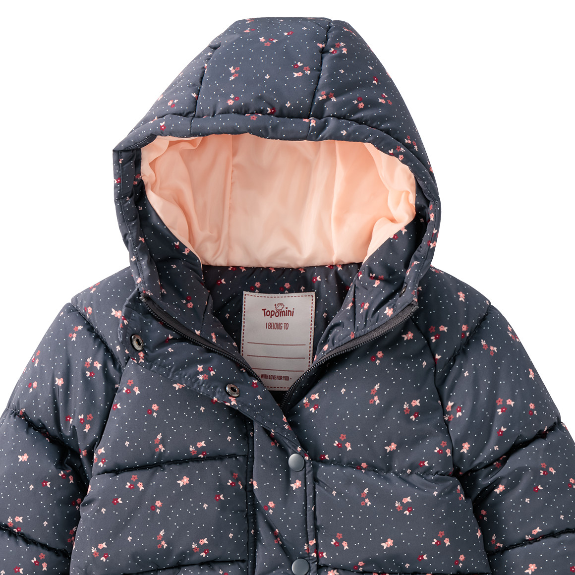 Topomini Baby Winterjacke mit Blümchen dunkelgrau