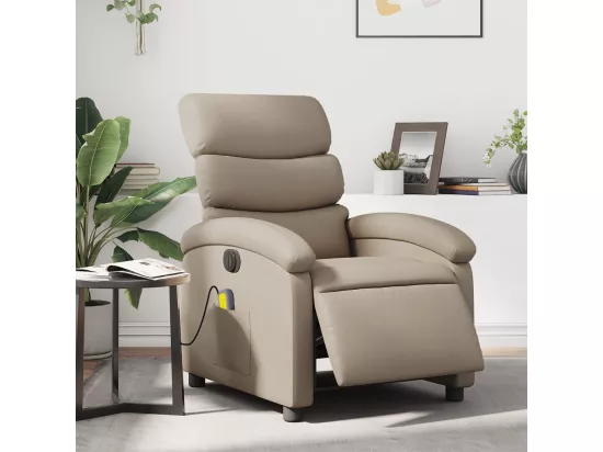 Fauteuil massant inclinable électrique cappuccino similicuir
