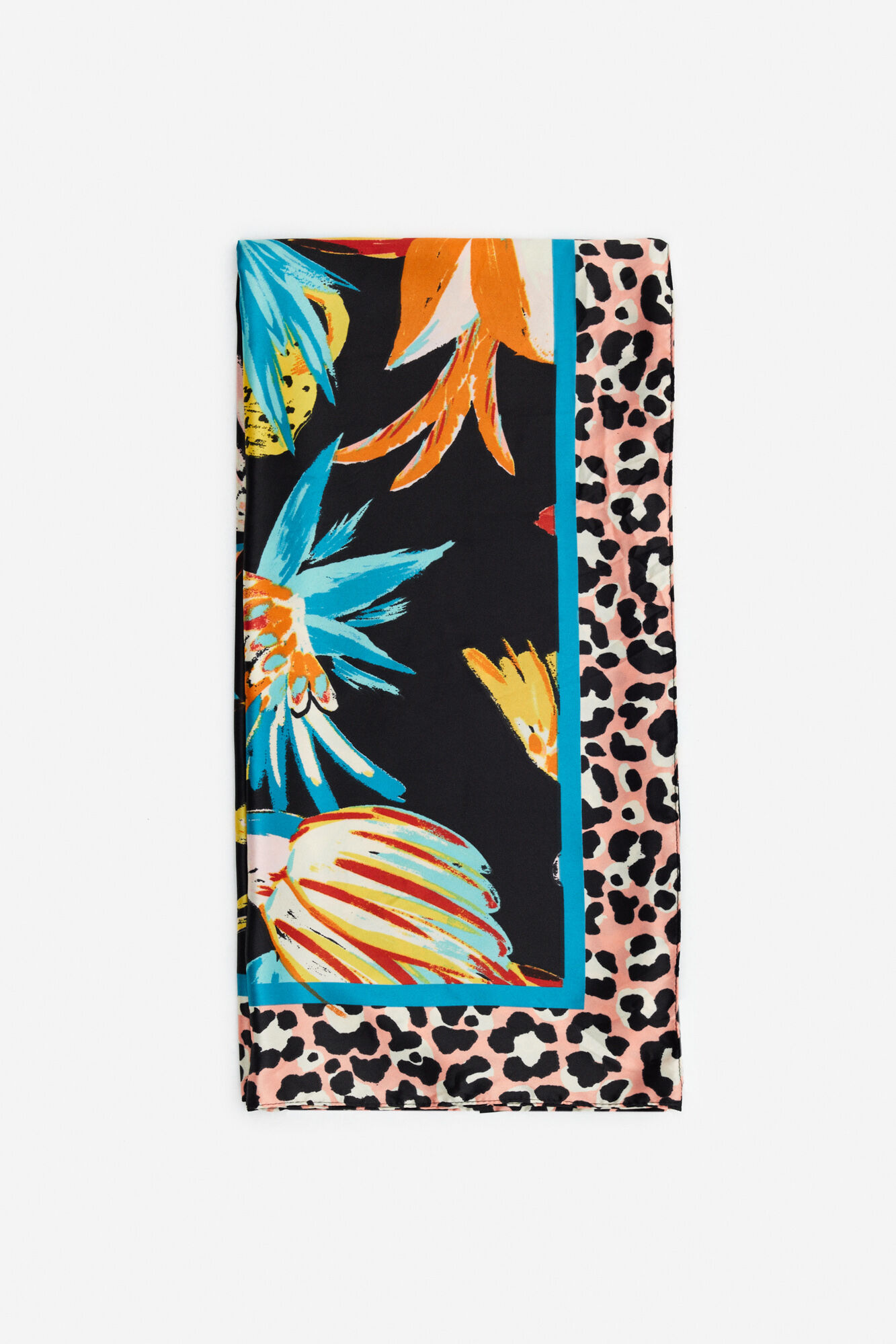 Lenço de seda com estampa animal - Multicolorido