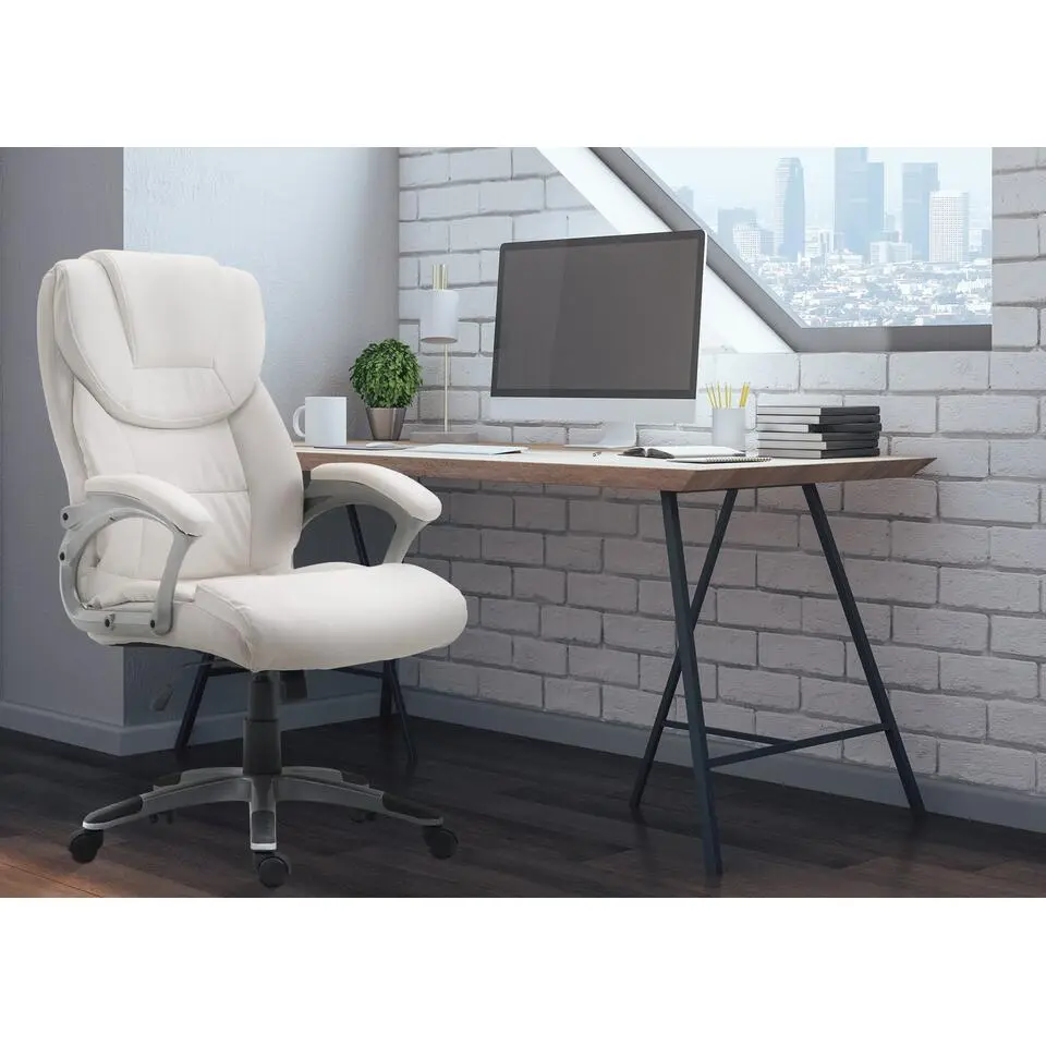 CLP Bureaustoel Texas V2 grijs Frame - Kunstleer - wit