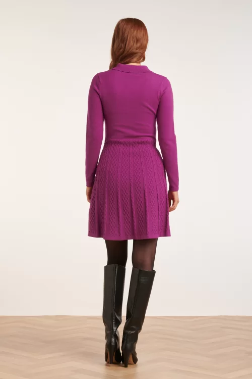 Smashed Lemon Pia polo stijl gebreide jurk in magenta