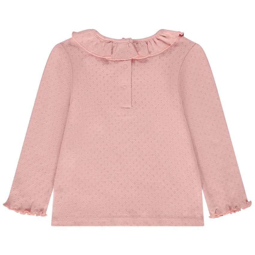 T-shirt manches longues en maille pointelle pour bébé fille - Multicolore