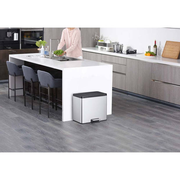 EKO Essential Recycler pedaalemmer afvalscheider - 20 + 9L - mat RVS