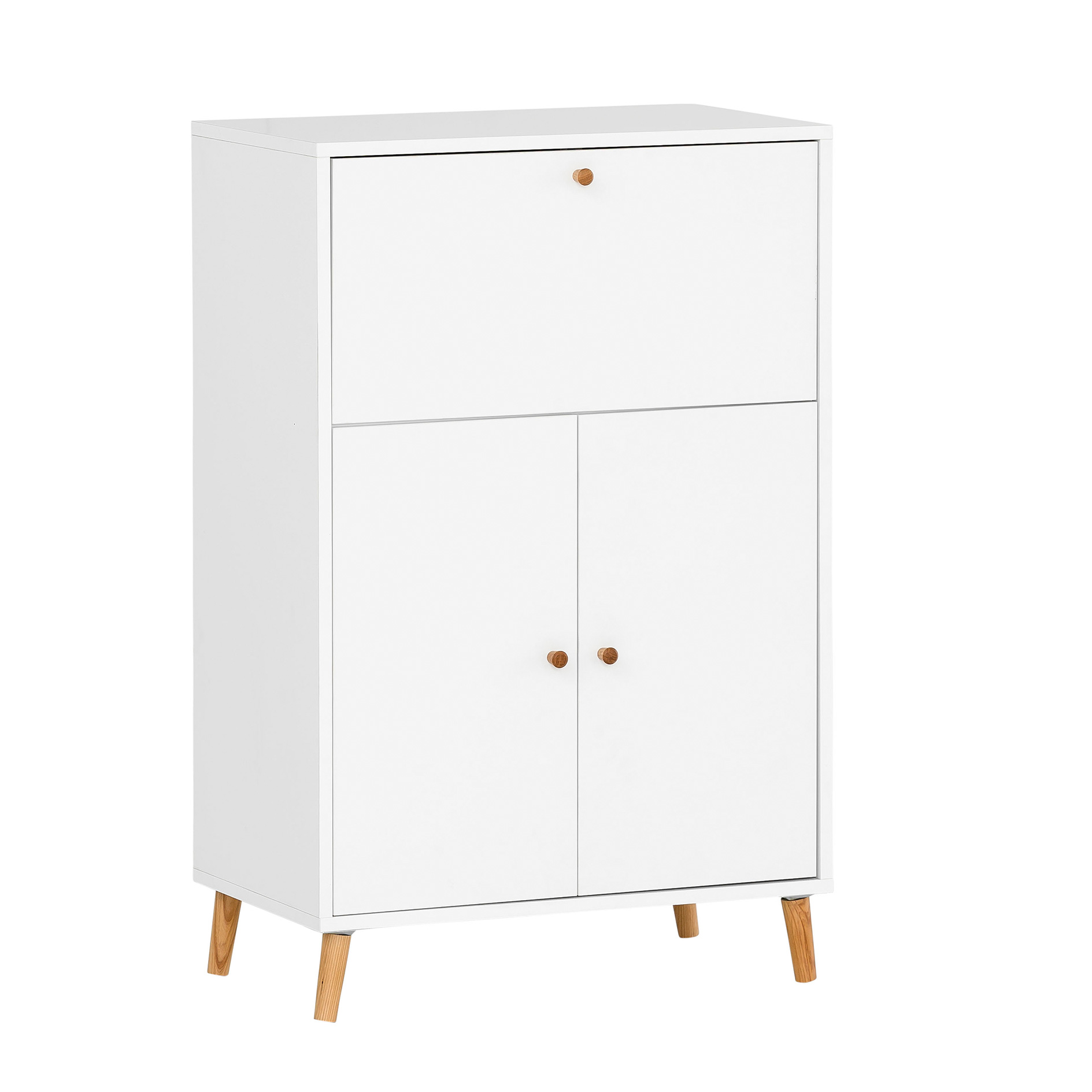 Sekretär - weiß - 65 cm - Klappe mit gedämpftem Liftbeschlag