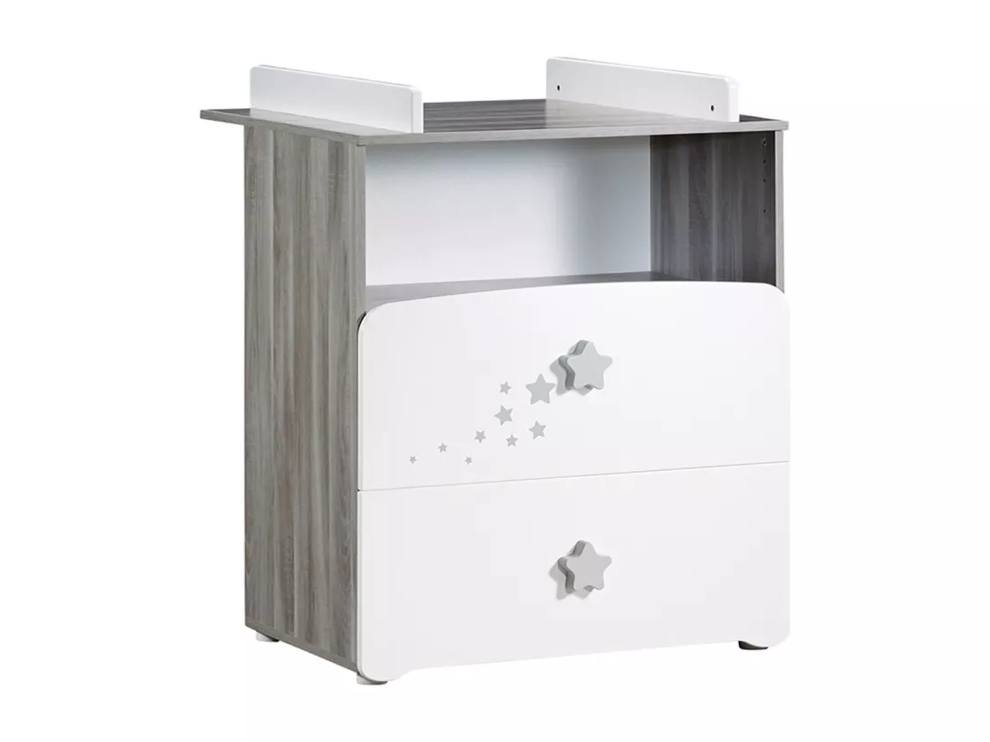 Chambre trio lit et Commode et Armoire en bois blanc