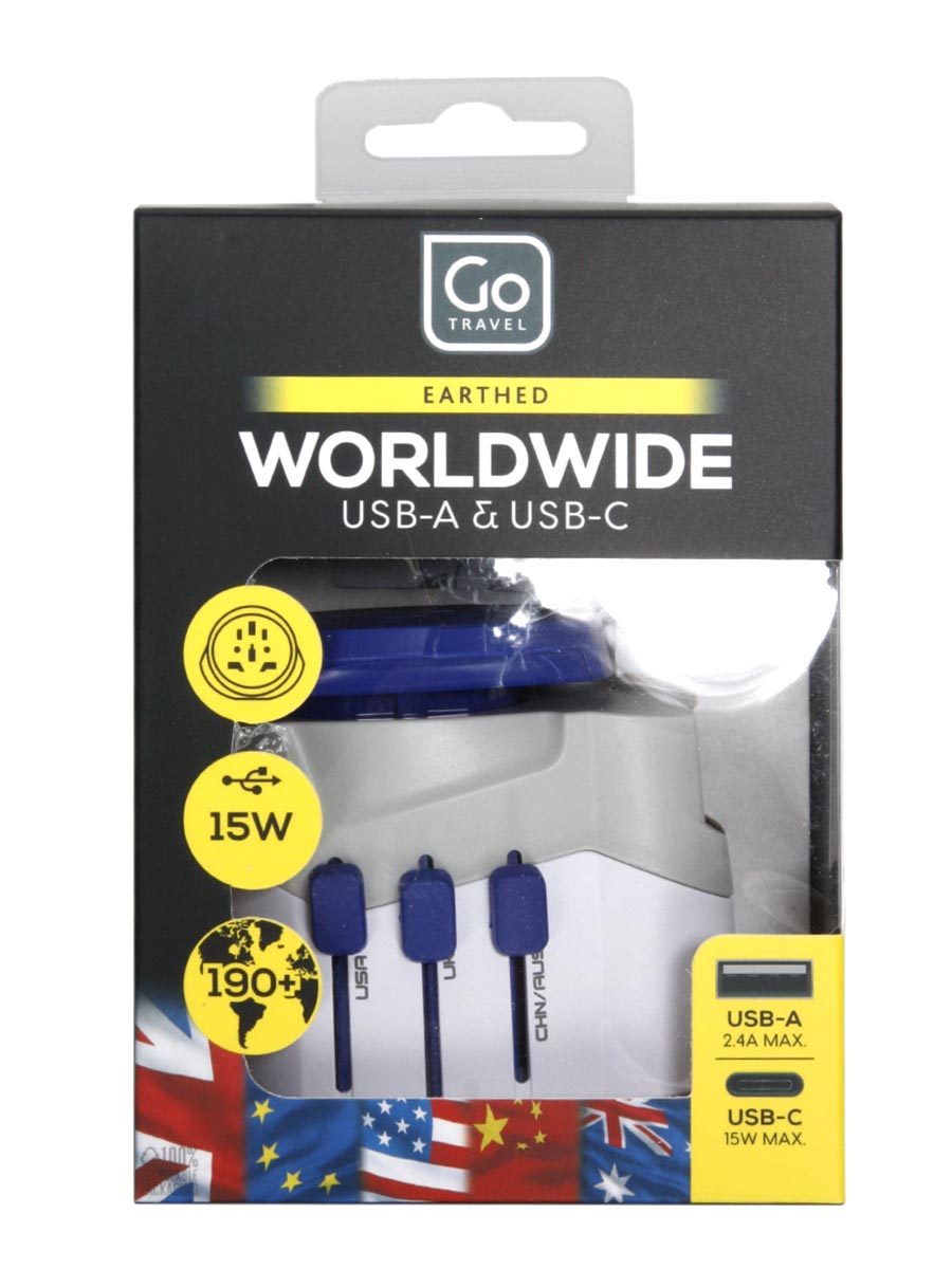 Adaptateur Go Travel Electrique Monde USB A + USB C
