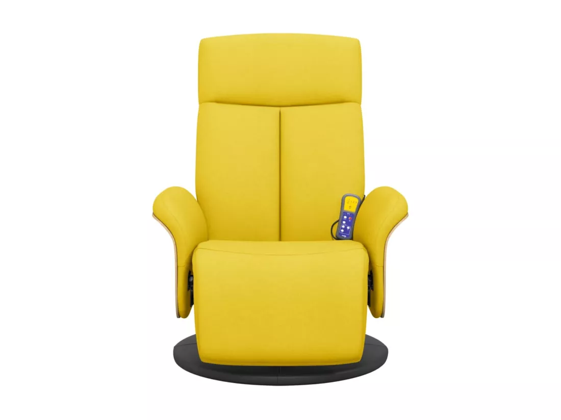 Fauteuil inclinable de massage repose-pieds jaune clair tissu