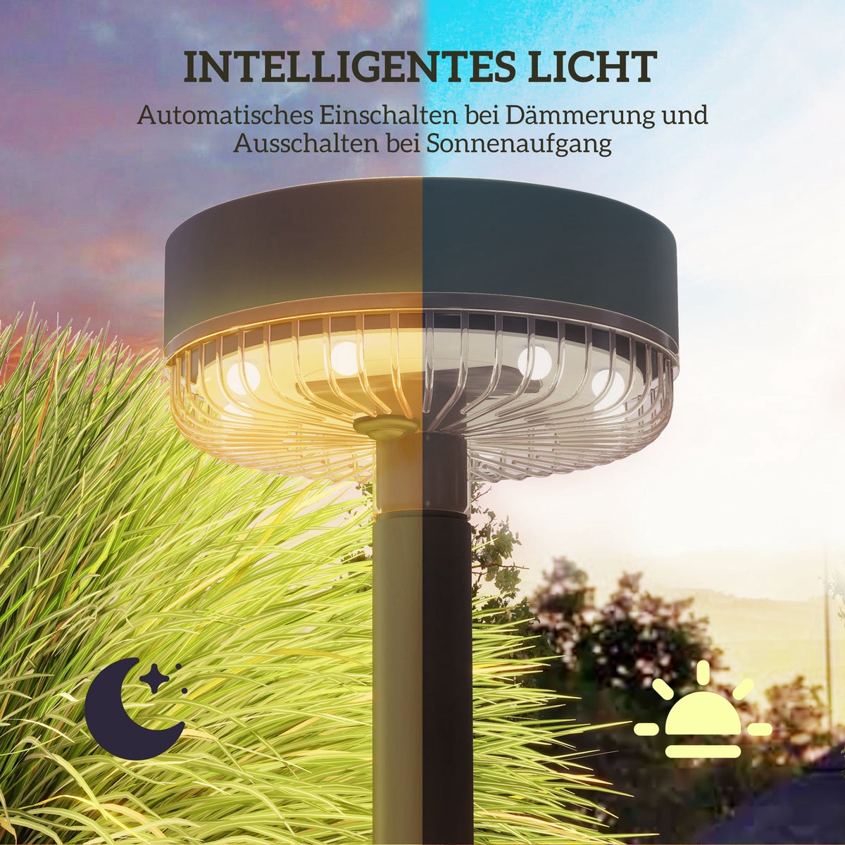 Outsunny zonnelampen, 13cm x 13cm x 39,5cm, PC+ ABS, zwart
