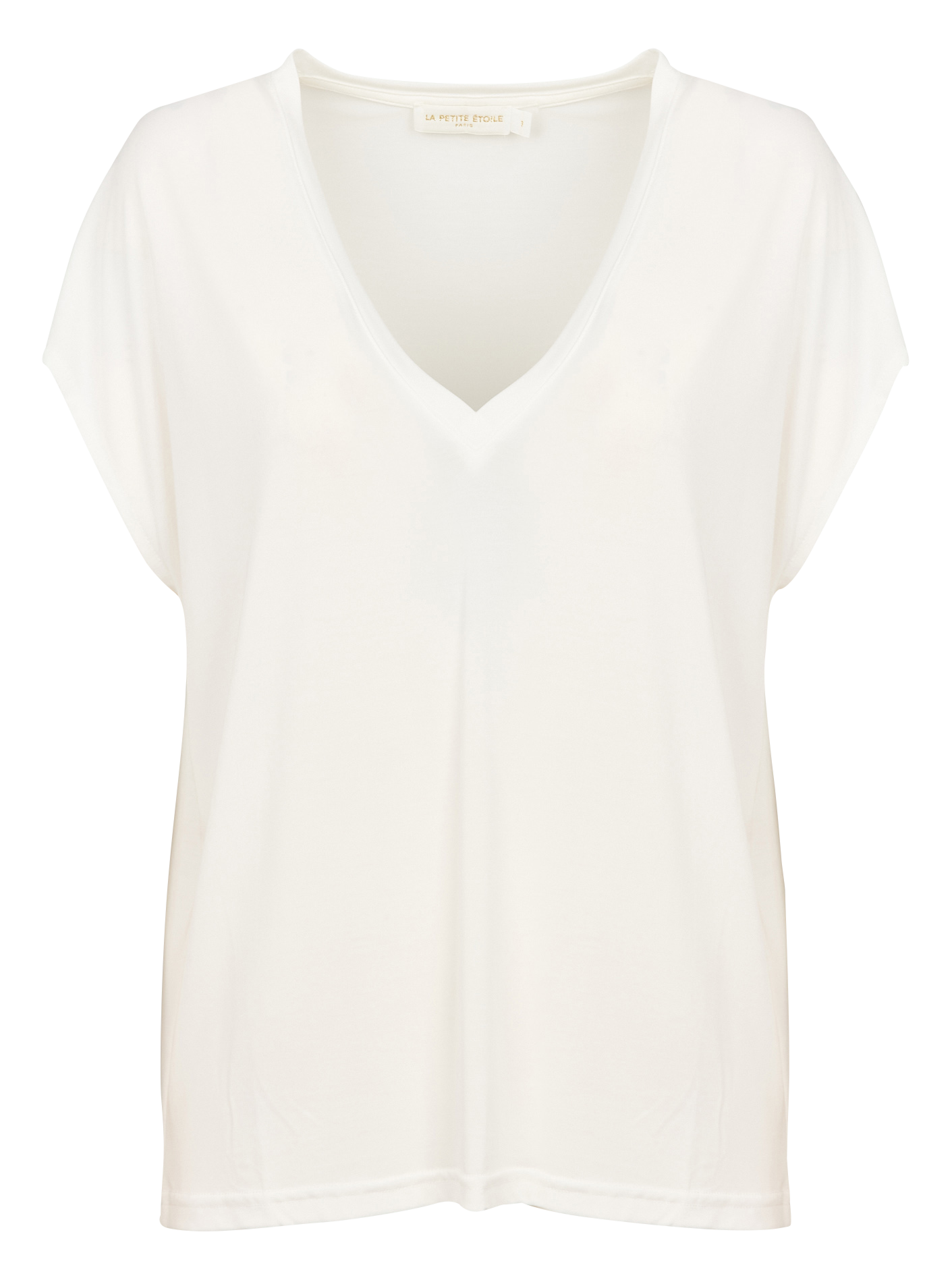 MARCELINA - Tee-shirt col V ample | Blanc