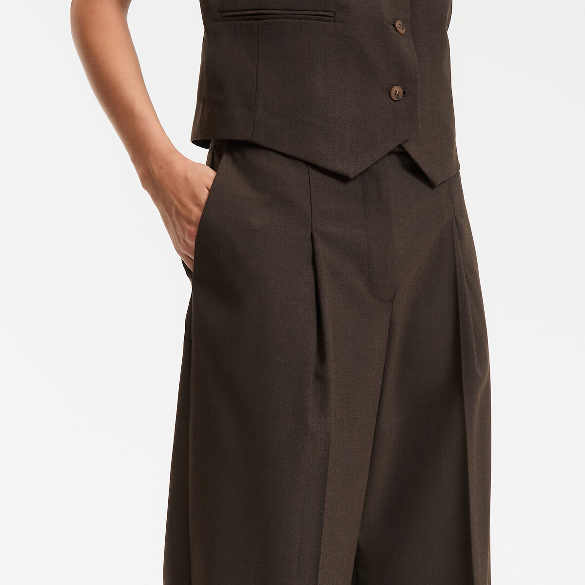 COLEÇÃO LA REDOUTE<br>Calças largas com pregas e cintura alta