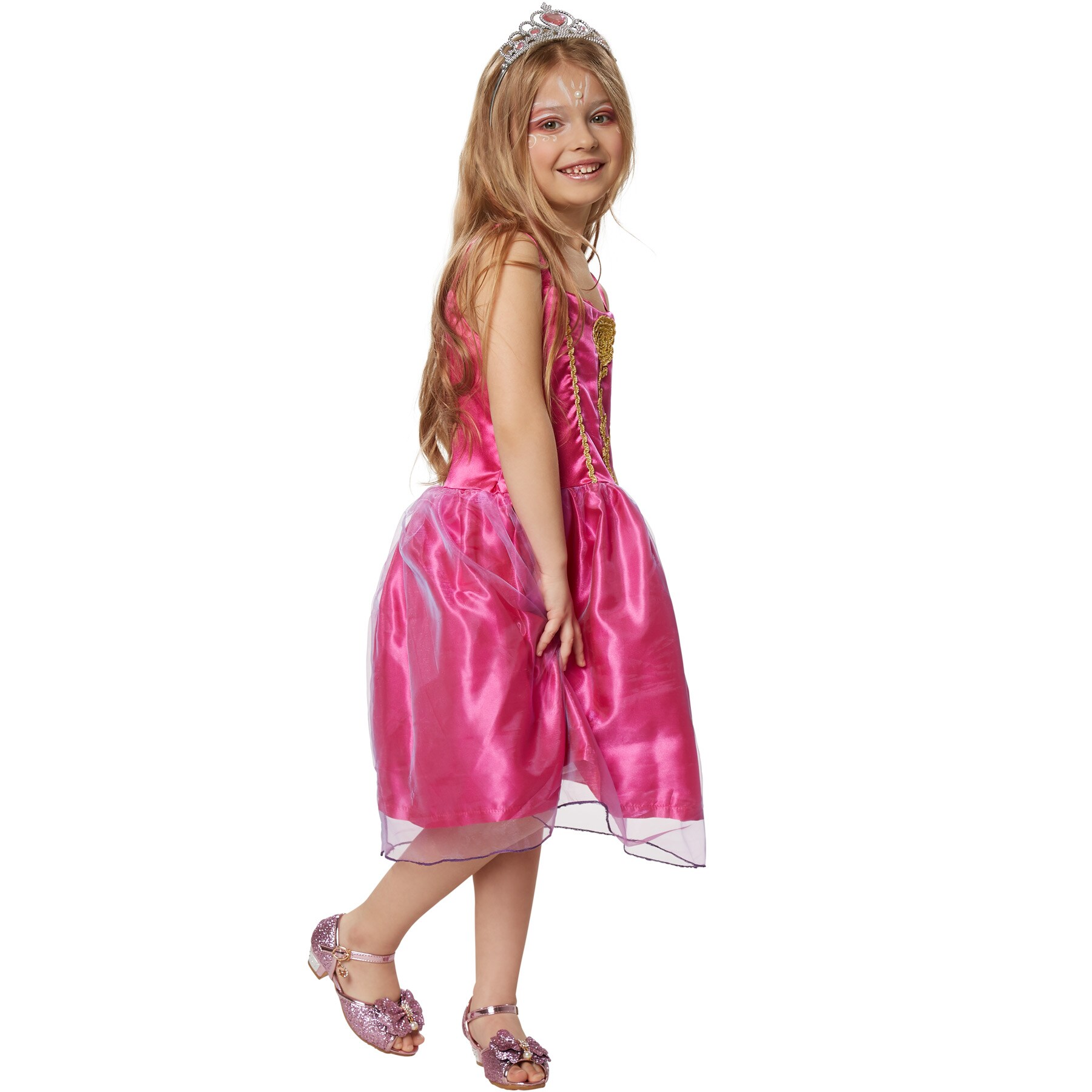 tectake® Mädchenkostüm Prinzessin pinke Rose