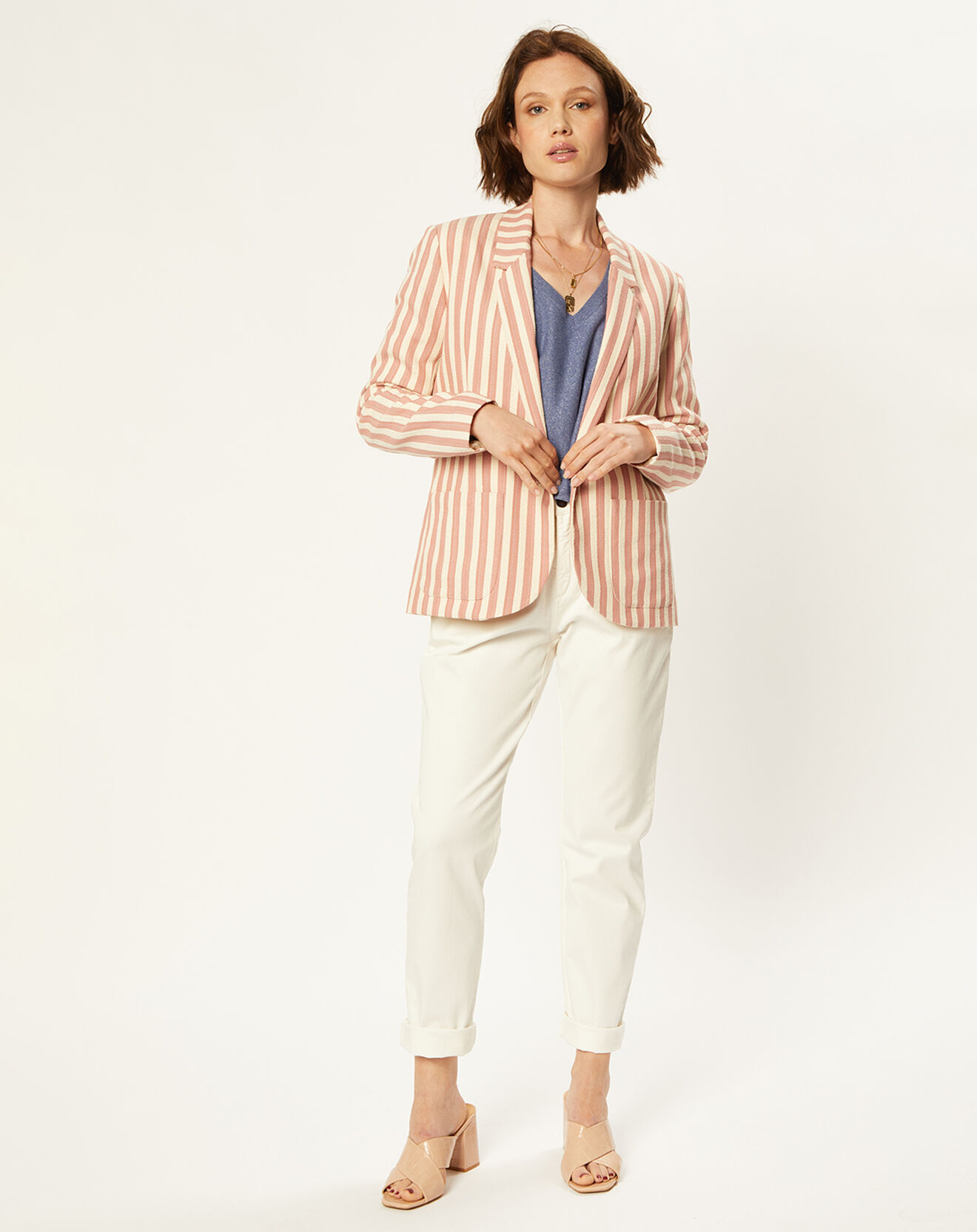 Harris Wilson Veste Blazer Cyprille rayée litchi