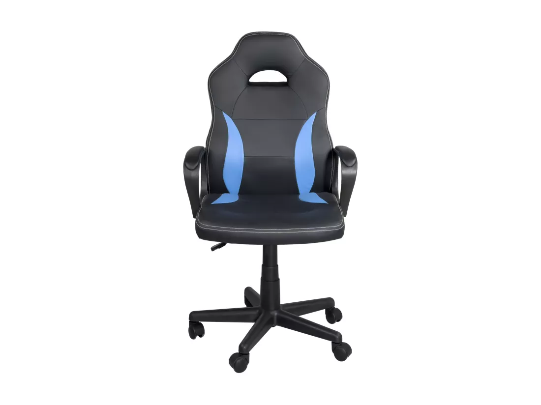 Chaise gamer junior hauteur réglable siège simili pivotant accoudoir rembourré WAN (Noir bleu)