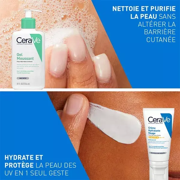 Rotina Facial CeraVe para Pele Oleosa: Gel Espumante 236ml e Creme Facial Hidratante FPS 30 52ml