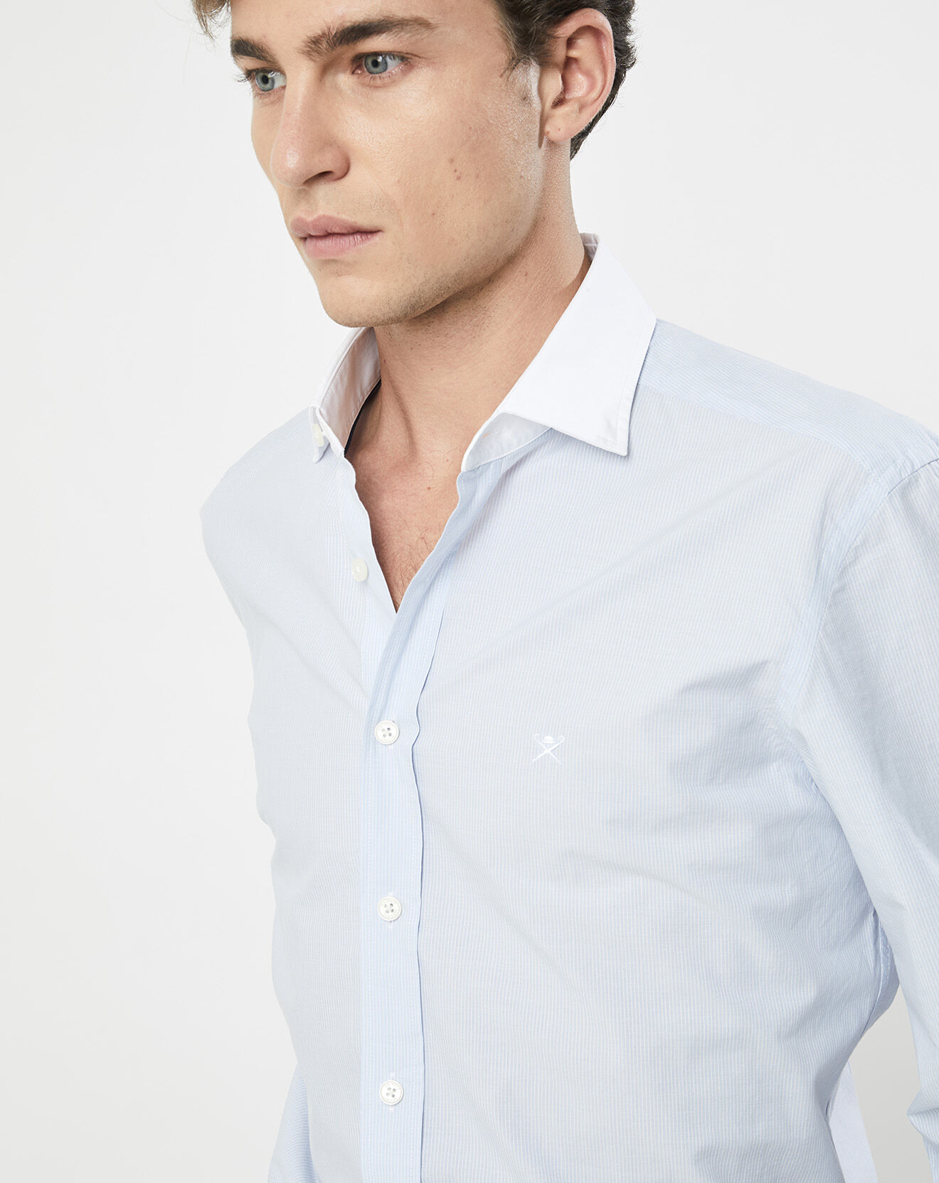 Hackett London Chemise Slim Fit à fines rayures bleue
